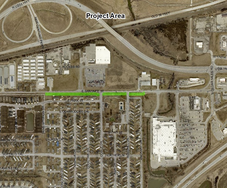 Santa Fe Sidewalk Project Area Map