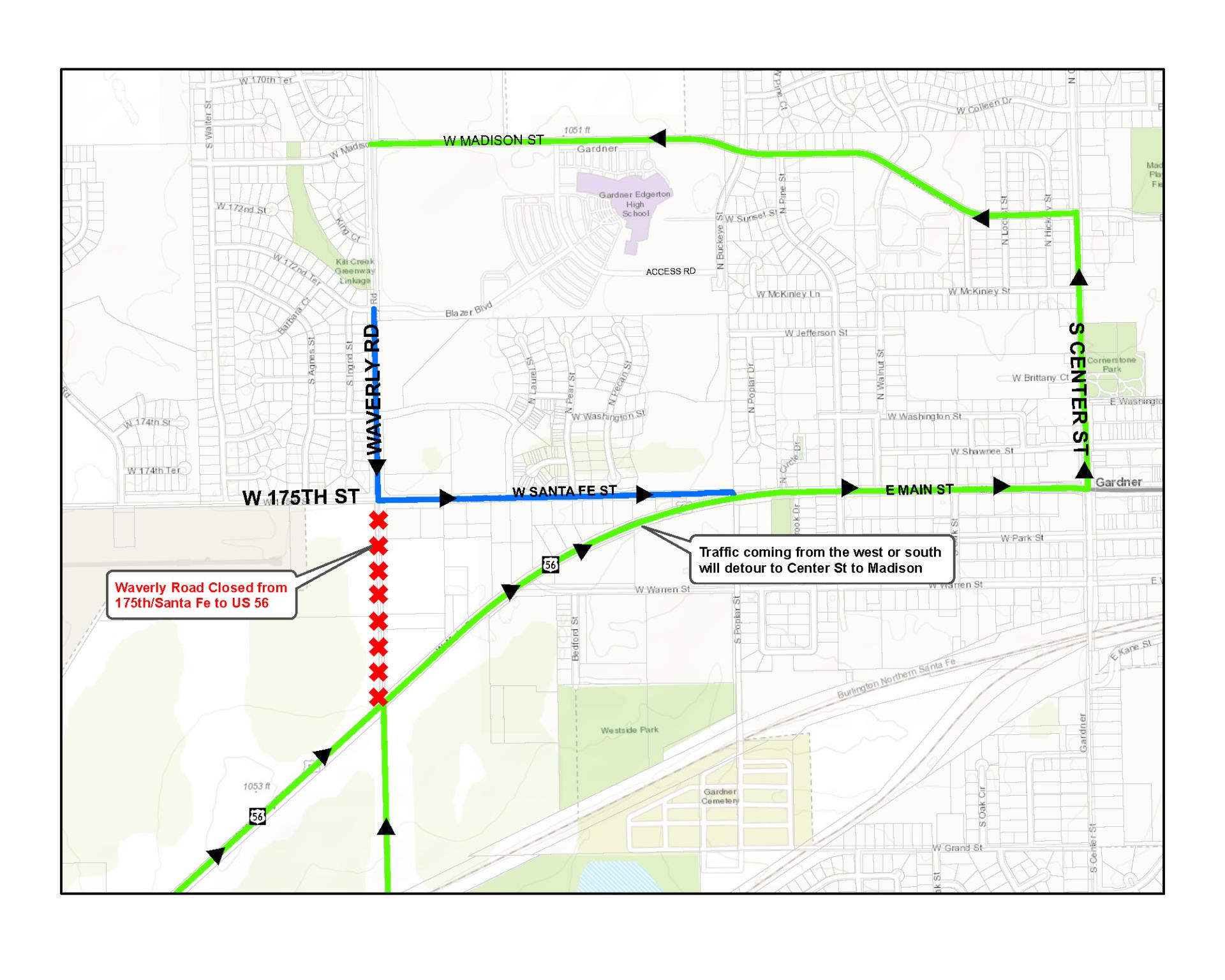 Waverly Road Closure Map